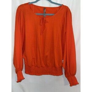 Anthropologie Shirt Doleman Sleeve Smocked Cuffs & Waist Orange Women’s Size M